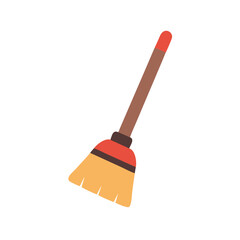 Whimsical broom illustration with handle on a White Background