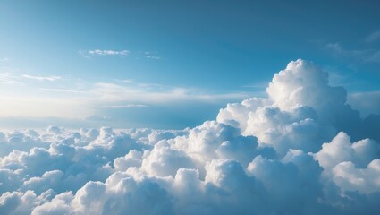Artistic clouds. Intense sky. Impressive storm cloud landscape. Delicate sunlight. Panoramic photo, texture, background, graphic resources, design, free space. Meteorology, bliss, hope, peace idea.