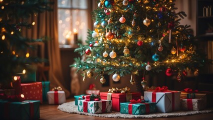 Gorgeous gift boxes and offerings under the tree
