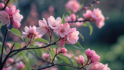 Obraz premium Extreme close-up of a pink flower on a plant stem revealing detailed petal and twig structures