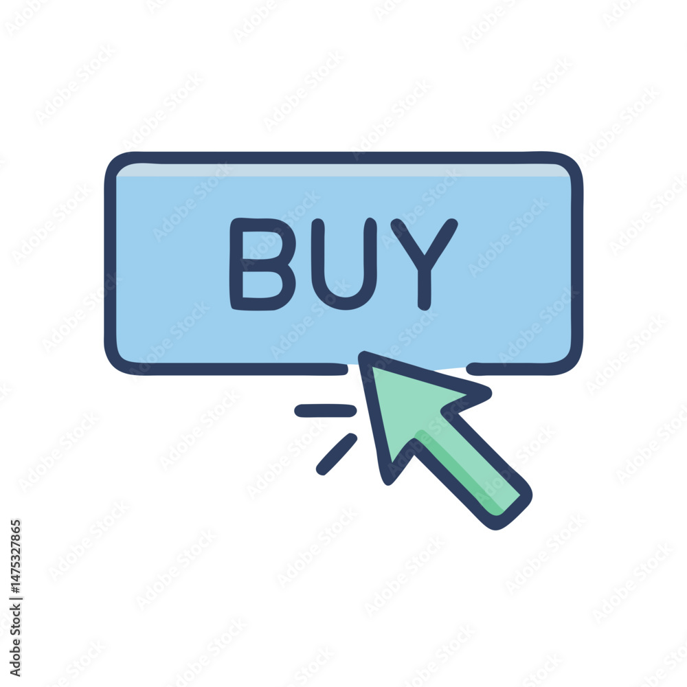 Poster buy button with cursor isolated on white background