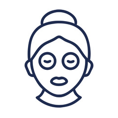 Stylized line drawing of woman with face mask
