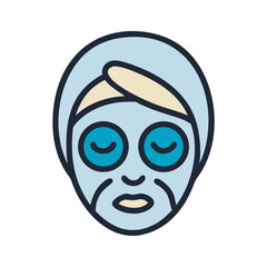 Stylized face with beauty mask and head towel illustration