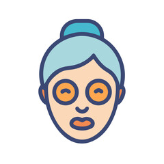 Stylized face with eye masks against black background vector