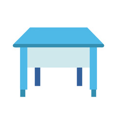 Flat illustration of a blue study desk isolated
