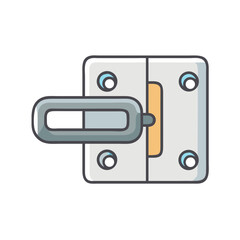 Simple cartoon latch on White Background locking illustration