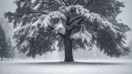 Cedar Tree in the Cold Winter Months