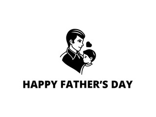 Father and Child Love in Heart Shape – Emotional Family Bonding Black and White Line Art Illustration for Father’s Day, Parenting, Minimalist Design & Greeting Cards.