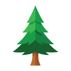 Simple green pine tree illustration on white background for design elements