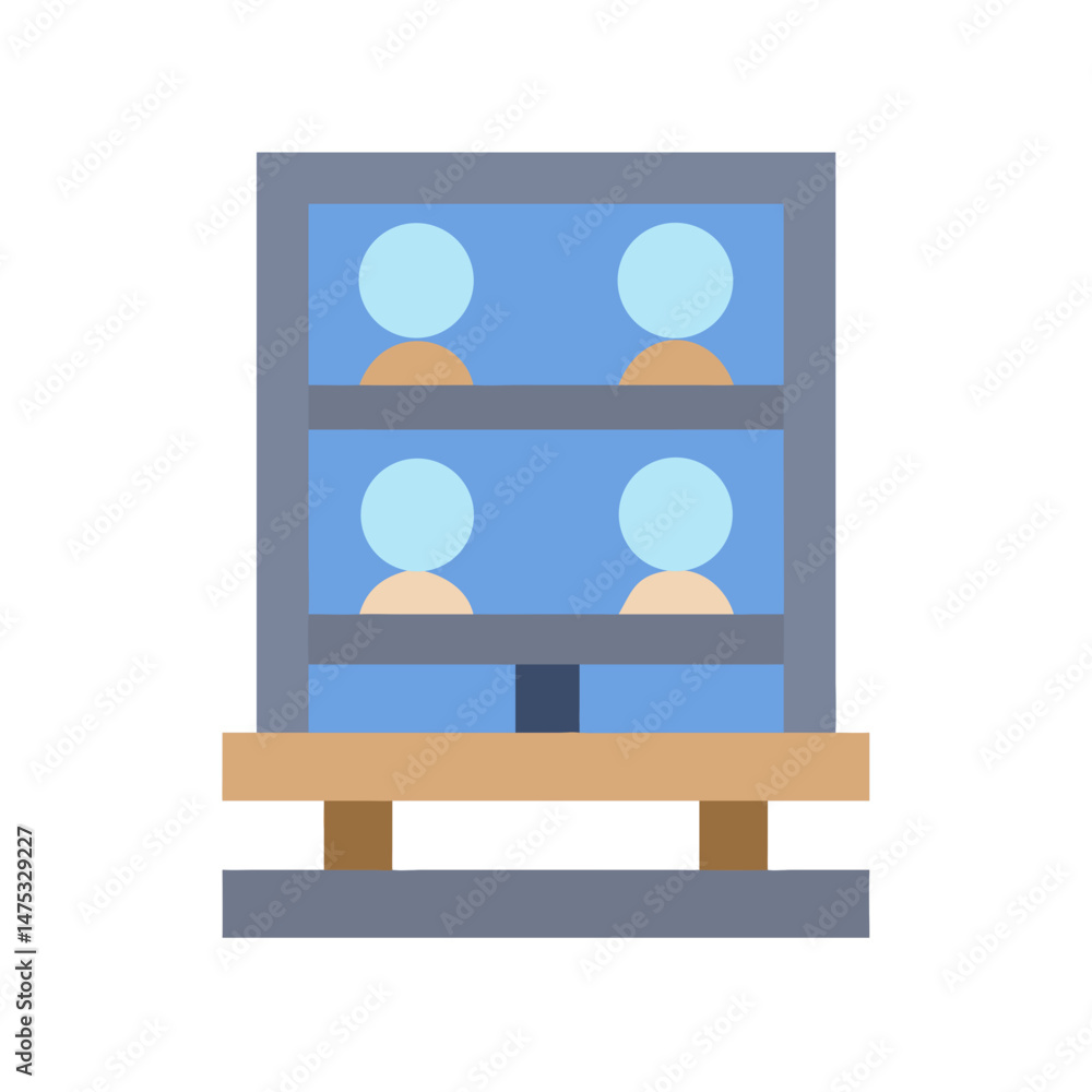 Poster abstract representation of faces in stacked window graphic