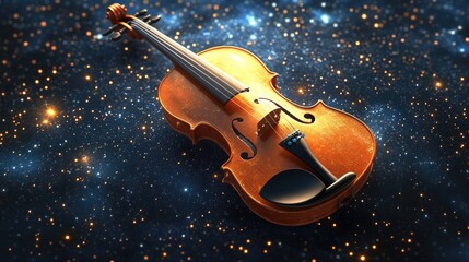 Fototapeta premium Violin in a cosmic starry night.