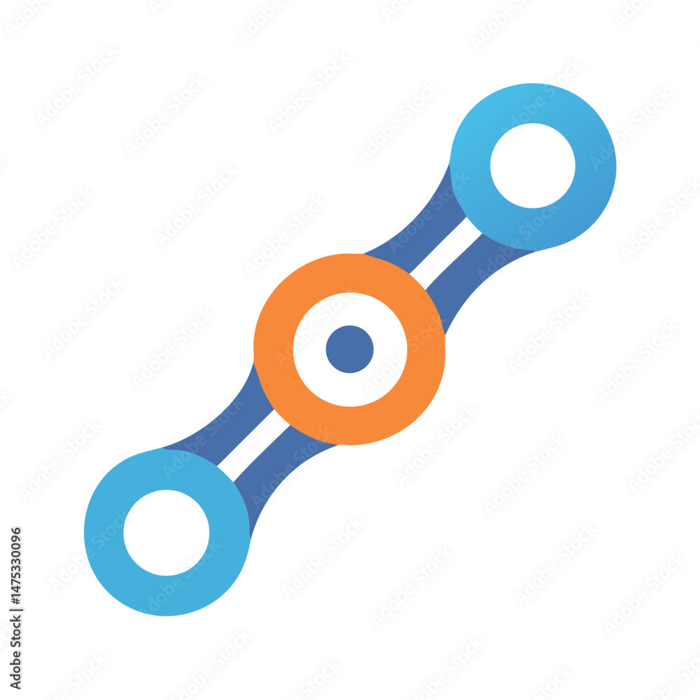 Poster abstract graphic chain link design with flat color scheme