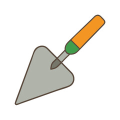 Stylized trowel illustration on White Background, gardening tool icon