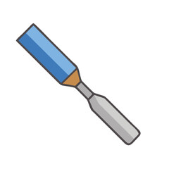 Isolated chisel illustration with blue blade and gray handle
