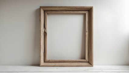 Antique wooden picture frame in vintage style on white surface