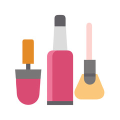 Simple flat illustration of nail polish and applicator brushes