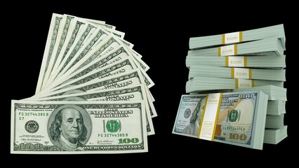 Pile of Cash Money Stacks One Hundred Dollar Bills