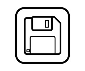 Rounded square containing a floppy disk outline design transparent background