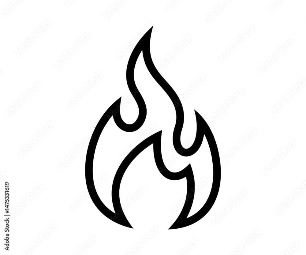 Aufkleber outlined flame graphic with a simple design on a transparent background