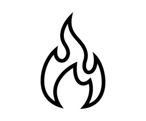 Outlined flame graphic with a simple design on a transparent background