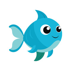 Cheerful cartoon fish swimming in water illustration for children design