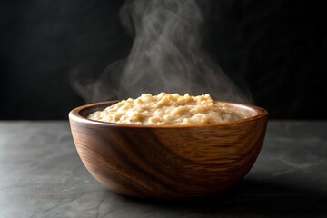 Steaming Bowl of Oatmeal Ready to Eat