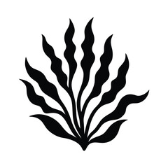 Abstract black seaweed silhouette illustration isolated on white background perfect for digital art