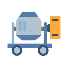 Stylized illustration of a concrete mixer on White Background