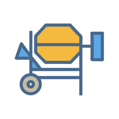 Simple Construction Cement Mixer Isolated on White Background