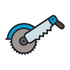 Circular saw illustration in flat design style isolated
