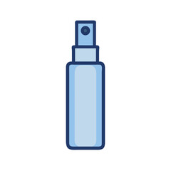 Simple Blue Spray Bottle Icon on Black Background
