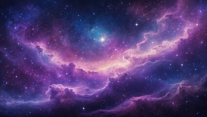 Space scene with a star field, colorful nebula, and interstellar dust