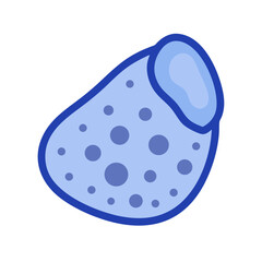 Abstract blue shape with spots on black background