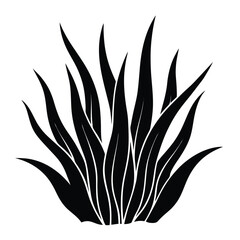 Black and white grass silhouette simple aesthetic minimalist botanical decoration element