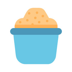 Flat Vector Icon of Sand Bucket on Black Background