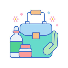 Fototapeta premium Pastel colored first aid kit flat vector illustration
