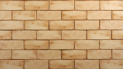 Obraz premium Oiled birch wood brick pattern texture, warm satin sheen, enhanced natural grain, organic geometric design, rustic-modern interior background.