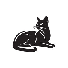 Burmese Cat Vector Silhouette: Sleek and Muscular Feline Illustration Highlighting the Breed’s Distinctive Rounded Features, Glossy Coat, and Expressive Eyes in Clean, Minimalist Vector Style.
