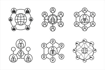 Central Business Network Line Art for Global Connection