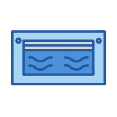 Blue swimming pool with waves minimalist illustration on White