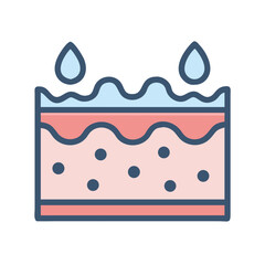 Hydrated skin layer icon showing skin structure with moisture