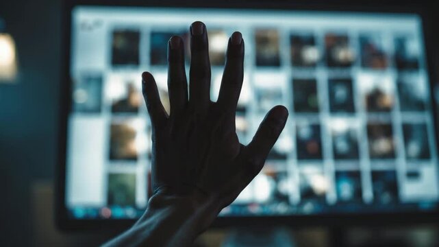 hands of a person covering the display