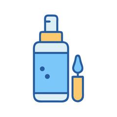 Blue bottle with pump and candle icon illustration