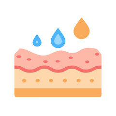 Skin hydration graphic with moisture drops on black background