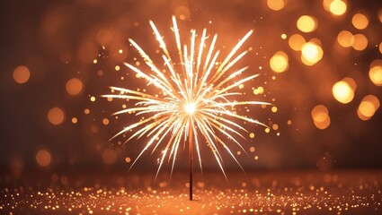 Obraz premium Celebratory scene featuring a glowing sparkler and colorful backdrop
