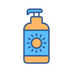 Sunscreen bottle vector illustration on black background, clean design