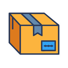 Stylized cardboard box icon for delivery and shipping themes