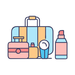 Fototapeta premium Flat illustration of travel accessories on a black background
