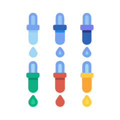 Fototapeta premium Colorful eyedroppers with water droplets on a black background