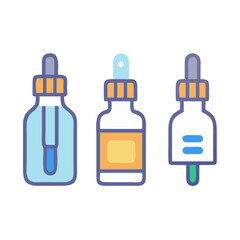 Three colorful dropper bottles against a black background illustration